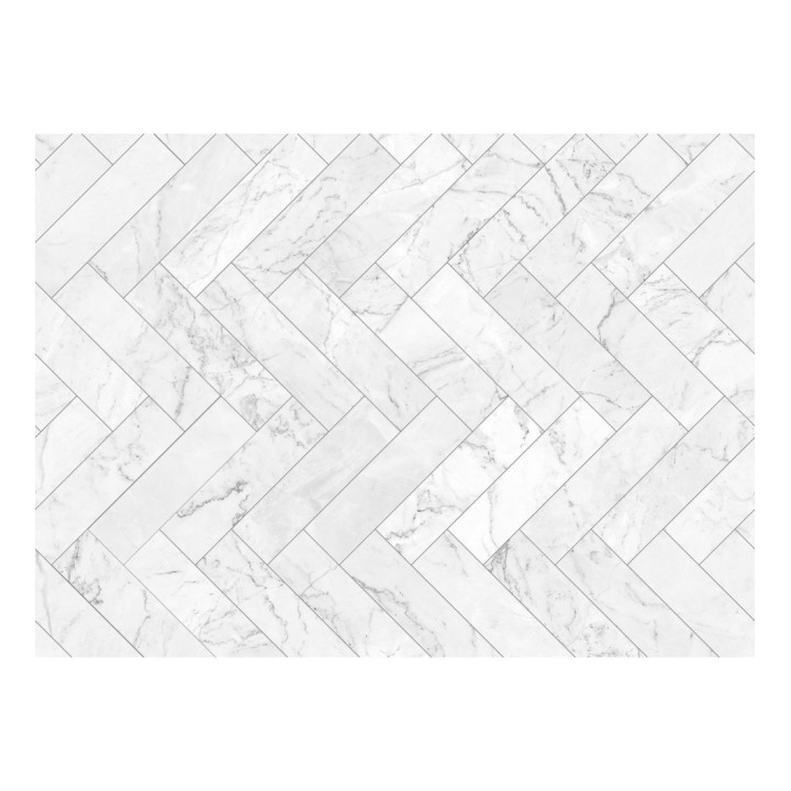Papel pintado mural de mármol blanco con diseño en espiga - Kaelis Matter 684762