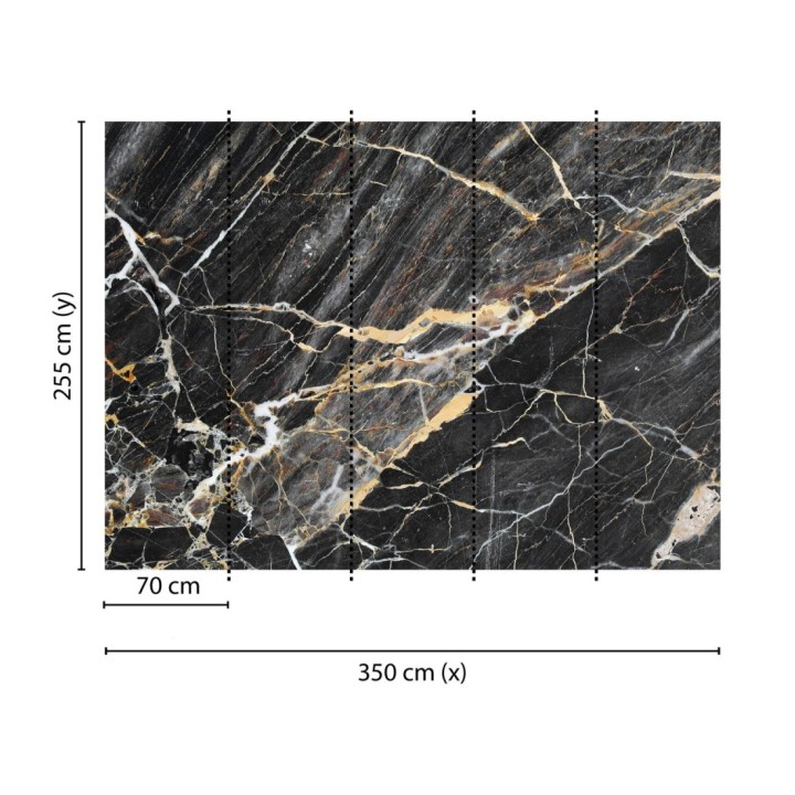 Papel pintado mural de mármol negro con vetas doradas y blancas - Kaelis Matter 684764