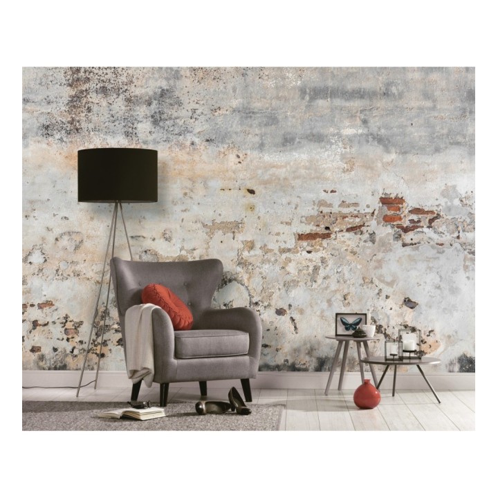 Papel pintado mural de pared de hormigón desgastado con ladrillo visto - Draxen Foundry 684765