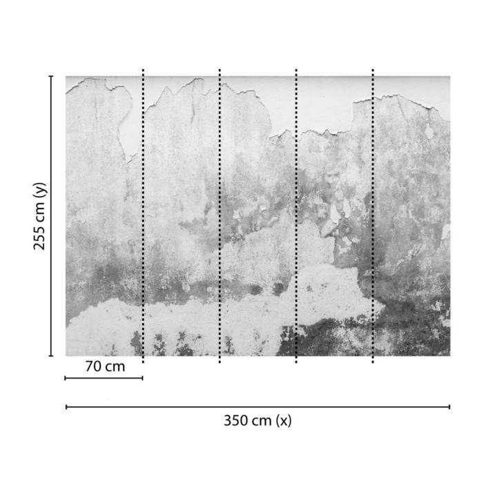 Papel pintado mural superficie de muro antiguo con desconchones y matices grises - Industrial Charm 684766
