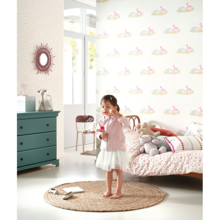 Papel pintado infantil elefantes y jirafas - Little Loves 126613