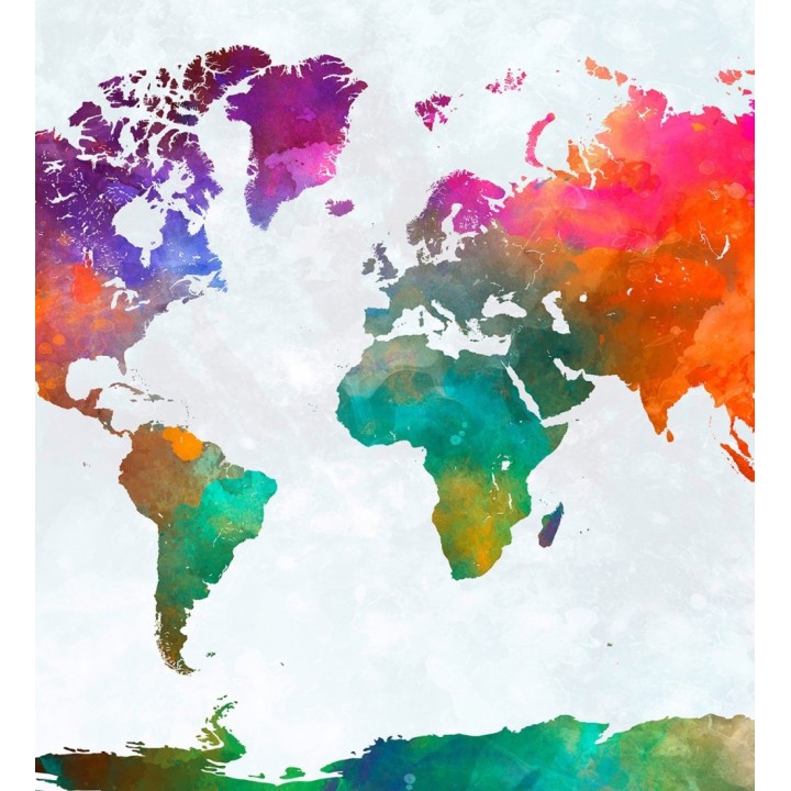 Papel pintado mural mapamundi artístico con efecto acuarela multicolor - Zovari Mundi 684771