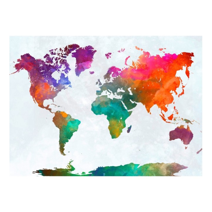 Papel pintado mural mapamundi artístico con efecto acuarela multicolor - Zovari Mundi 684771