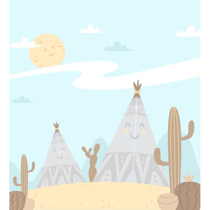 Papel pintado mural diseño de campamento indio con estética nórdica - Isora Tribe 684774