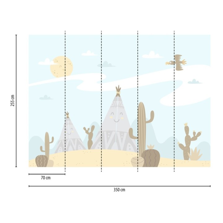 Papel pintado mural diseño de campamento indio con estética nórdica - Isora Tribe 684774