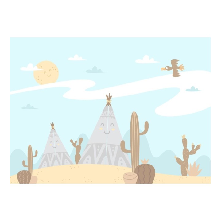 Papel pintado mural diseño de campamento indio con estética nórdica - Isora Tribe 684774