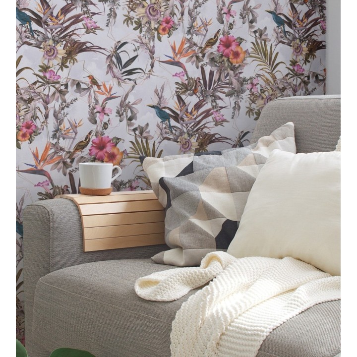 Papel pintado de flores tropicales y aves exóticas con diseño de selva densa - Zekko Savage 684797