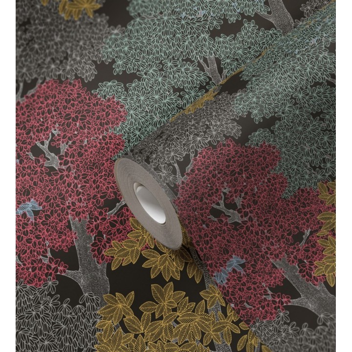 Papel pintado de árboles modernos con ilustración artística - Kavya Grove 684798