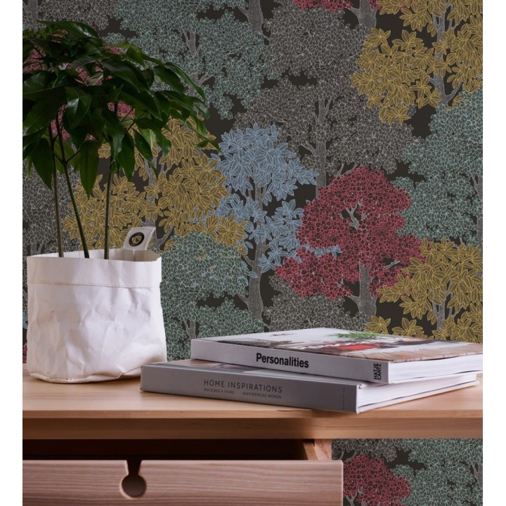 Papel pintado de árboles modernos con ilustración artística - Kavya Grove 684798