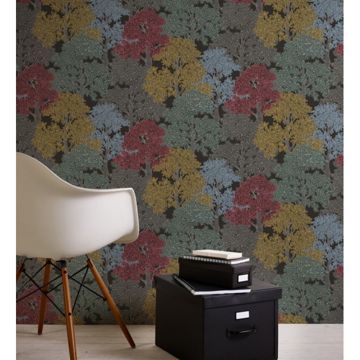 Papel pintado de árboles modernos con ilustración artística - Kavya Grove 684798