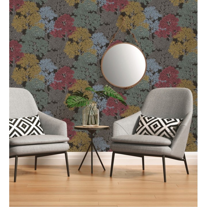 Papel pintado de árboles modernos con ilustración artística - Kavya Grove 684798