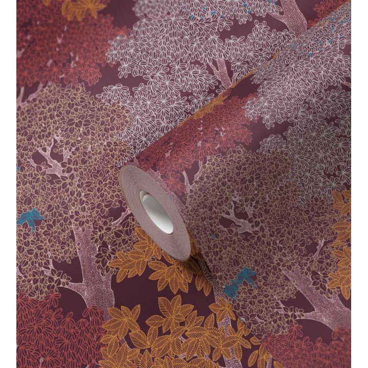 Papel pintado de árboles modernos con ilustración artística - Kavya Grove 684799