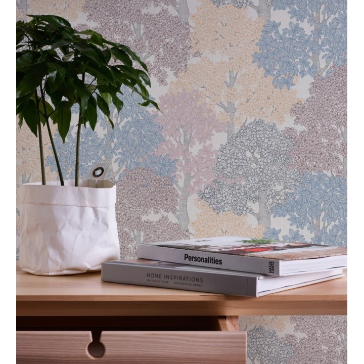 Papel pintado de árboles modernos con ilustración artística - Kavya Grove 684800