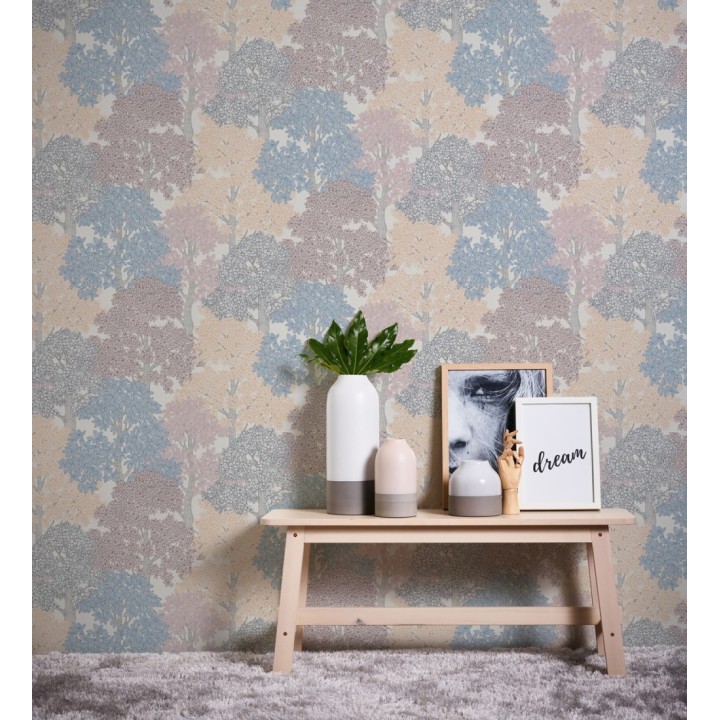 Papel pintado de árboles modernos con ilustración artística - Kavya Grove 684800