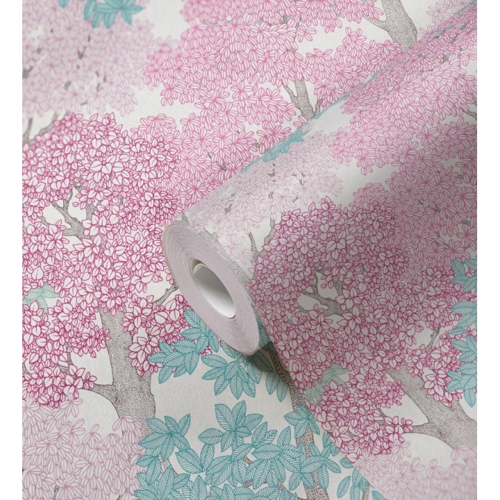 Papel pintado de árboles modernos con ilustración artística - Kavya Grove 684801