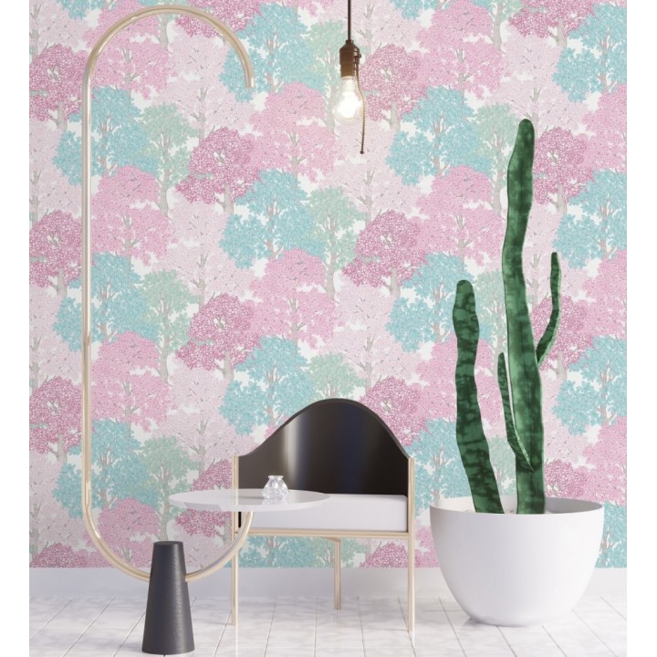 Papel pintado de árboles modernos con ilustración artística - Kavya Grove 684801