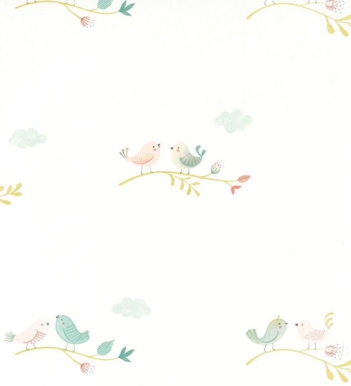 Papel pintado infantil de pajaritos - Sweet Birds 126623