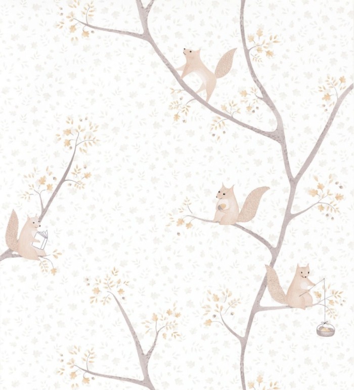 Papel pintado infantil de ardillas en árbol - Squirrel Woods 126624