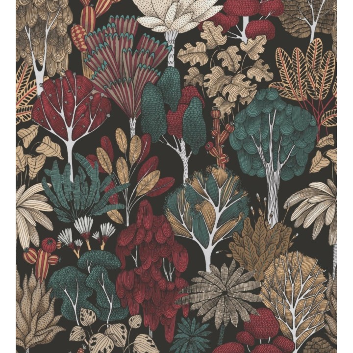 Papel pintado jardín botánico vintage fondo negro - Ananya Foliage 684808