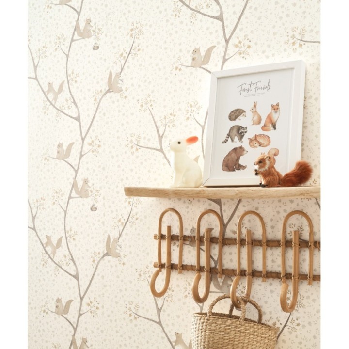 Papel pintado infantil de ardillas en árbol - Squirrel Woods 126624
