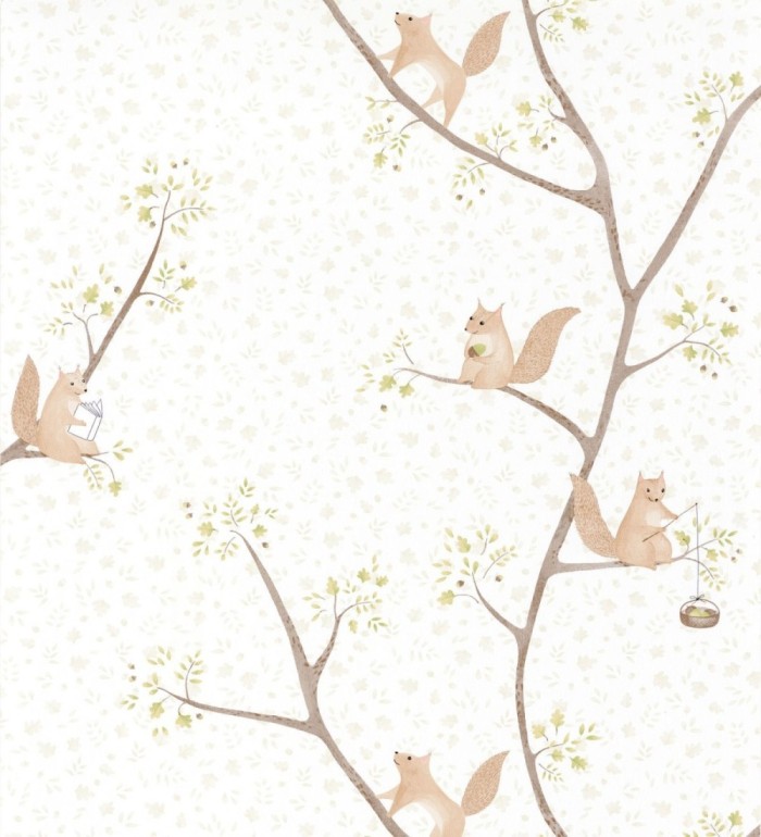 Papel pintado infantil de ardillas en árbol - Squirrel Woods 126625