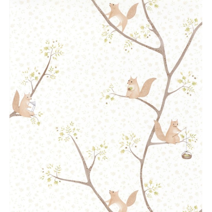 Papel pintado infantil de ardillas en árbol - Squirrel Woods 126625