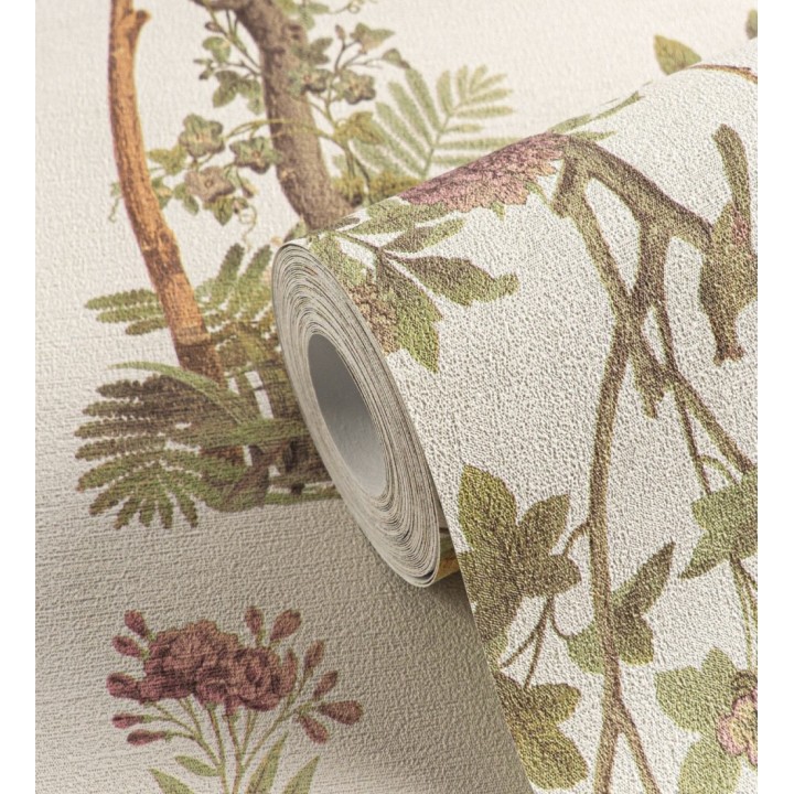 Papel pintado delicados ramilletes y pájaros vintage textura textil  - Zalaya Etude 684812