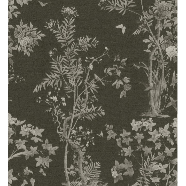 Papel pintado delicados ramilletes y pájaros vintage textura textil  - Zalaya Etude 684815