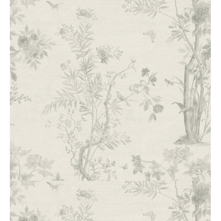 Papel pintado delicados ramilletes y pájaros vintage textura textil  - Zalaya Etude 684816