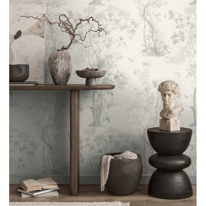 Papel pintado delicados ramilletes y pájaros vintage textura textil  - Zalaya Etude 684816