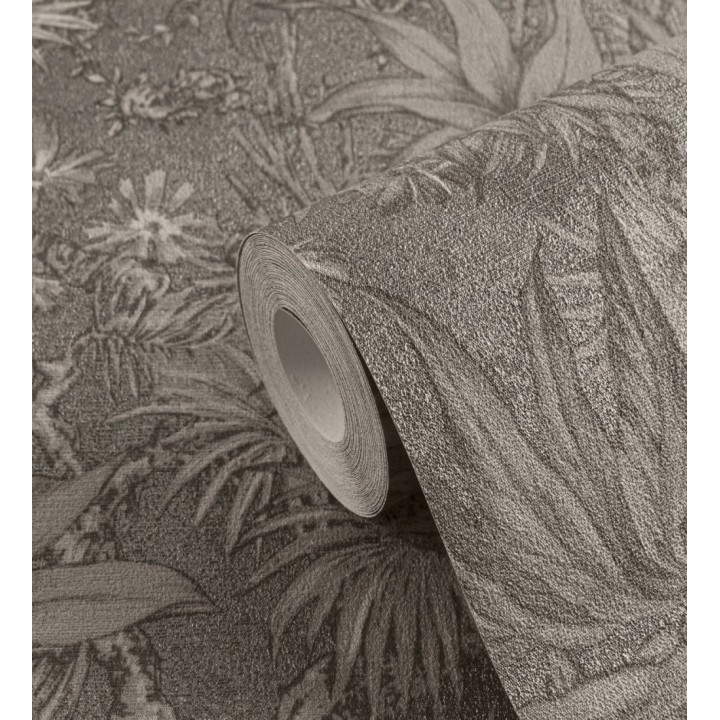 Papel pintado selva sepia elegante fondo níquel texturizado - Hanoi Botanic 684819