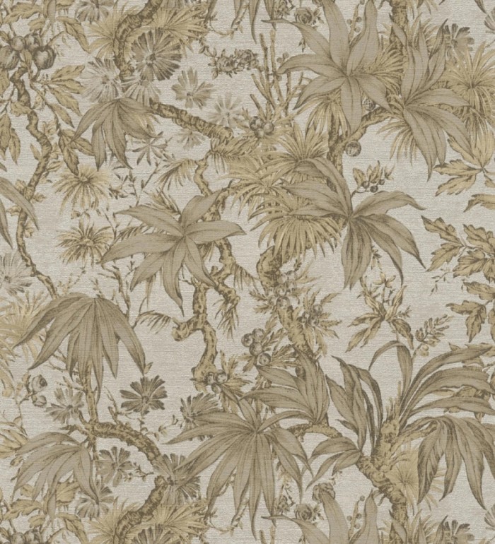 Papel pintado selva sepia elegante fondo champagne texturizado - Hanoi Botanic 684820