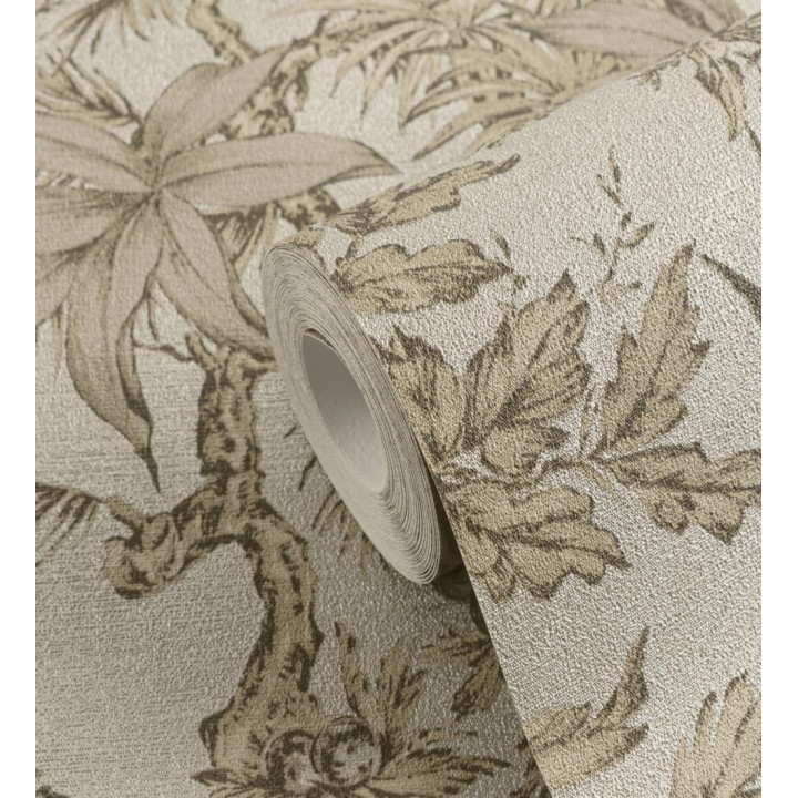 Papel pintado selva sepia elegante fondo champagne texturizado - Hanoi Botanic 684820