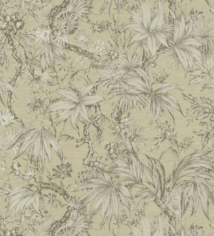 Papel pintado selva sepia elegante fondo bronce verdoso texturizado - Hanoi Botanic 684821