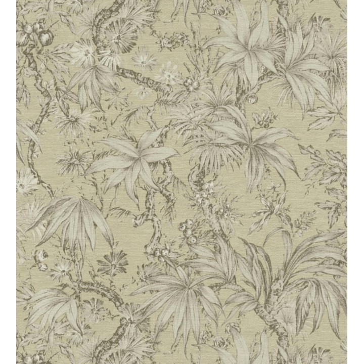 Papel pintado selva sepia elegante fondo bronce verdoso texturizado - Hanoi Botanic 684821