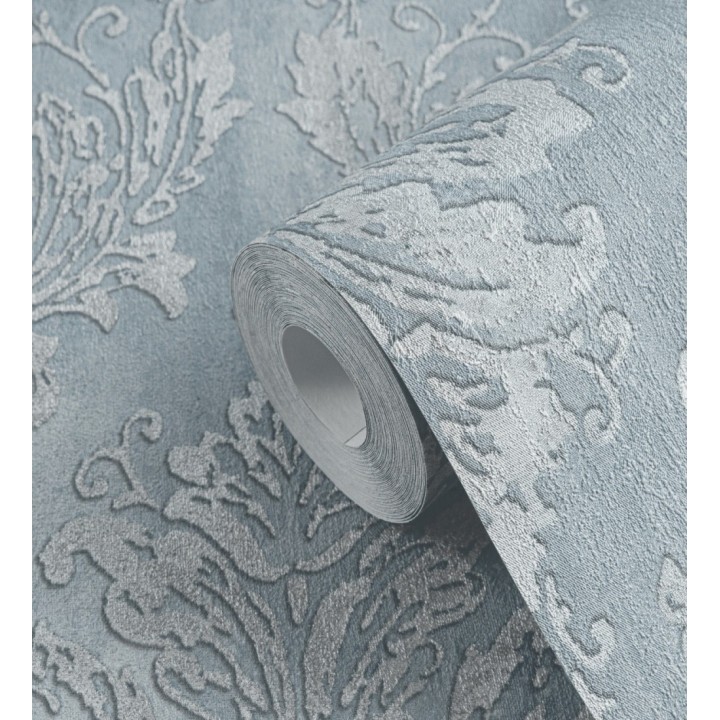 Papel pintado barroco elegante pátina tonos azules - Lombardy Status 684822
