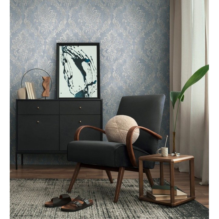 Papel pintado barroco elegante pátina tonos azules - Lombardy Status 684822