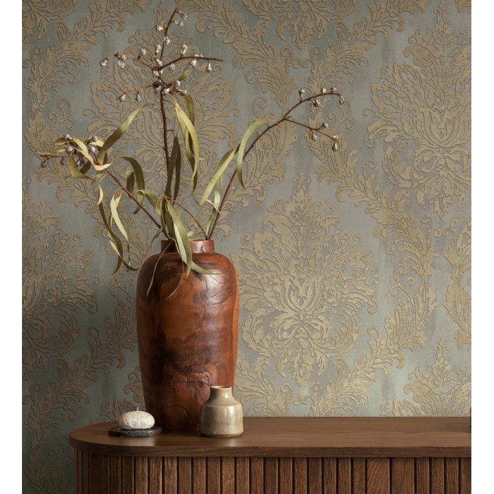Papel pintado barroco elegante pátina tonos oro - Lombardy Status 684823