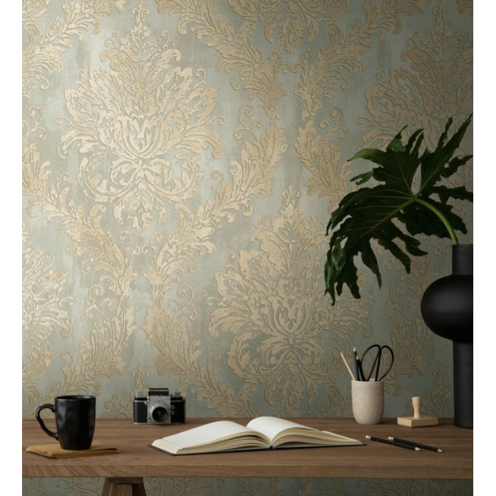 Papel pintado barroco elegante pátina tonos oro - Lombardy Status 684823