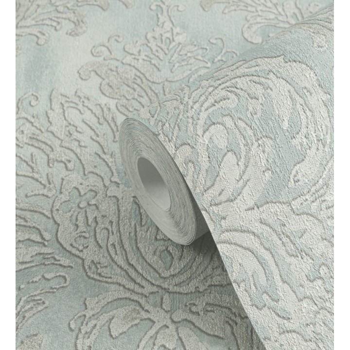 Papel pintado barroco elegante pátina tonos aguamarina - Lombardy Status 684824