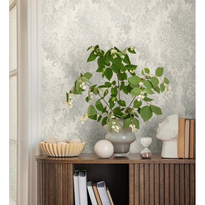 Papel pintado barroco elegante pátina tonos blanco roto - Lombardy Status 684825