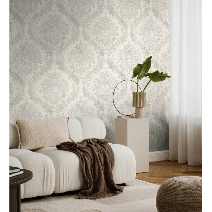 Papel pintado barroco elegante pátina tonos blanco roto - Lombardy Status 684825