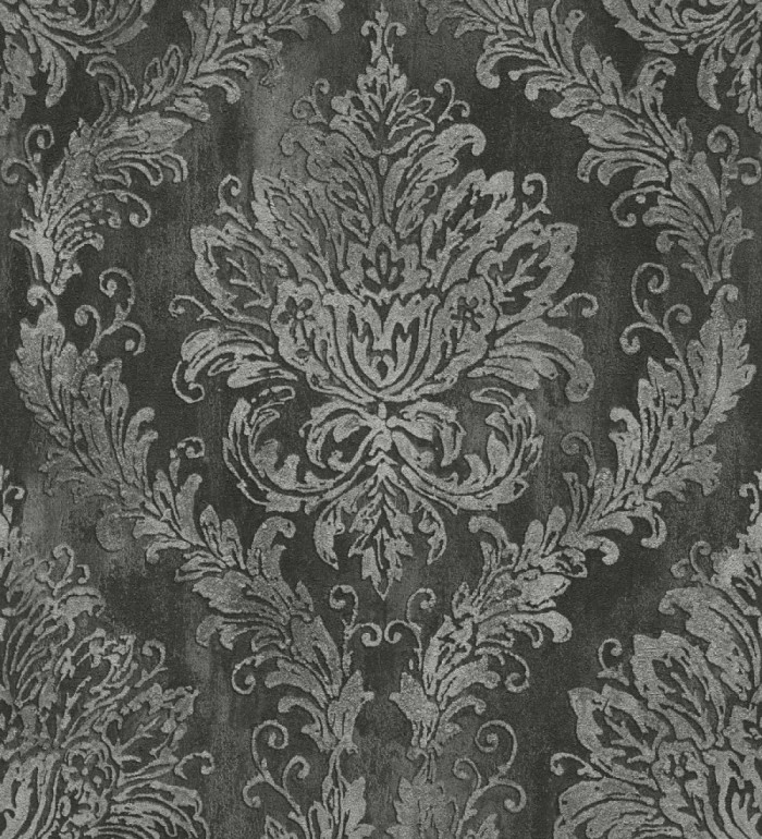 Papel pintado barroco elegante pátina tonos metalizado y negro - Lombardy Status 684827