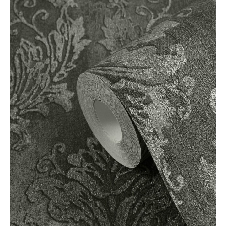 Papel pintado barroco elegante pátina tonos metalizado y negro - Lombardy Status 684827