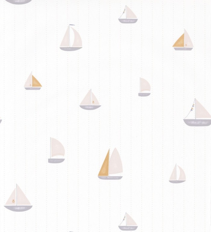 Papel pintado infantil de barcos veleros beige - Kids Boats 126630