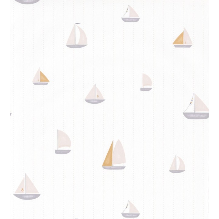 Papel pintado infantil de barcos veleros beige - Kids Boats 126630