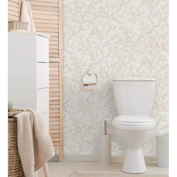 Papel pintado ramas sutiles color beige rosado sobre textil - Margot Delicate 684828