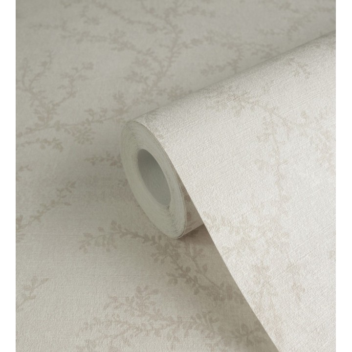 Papel pintado ramas sutiles color beige neutro sobre textil - Margot Delicate 684829
