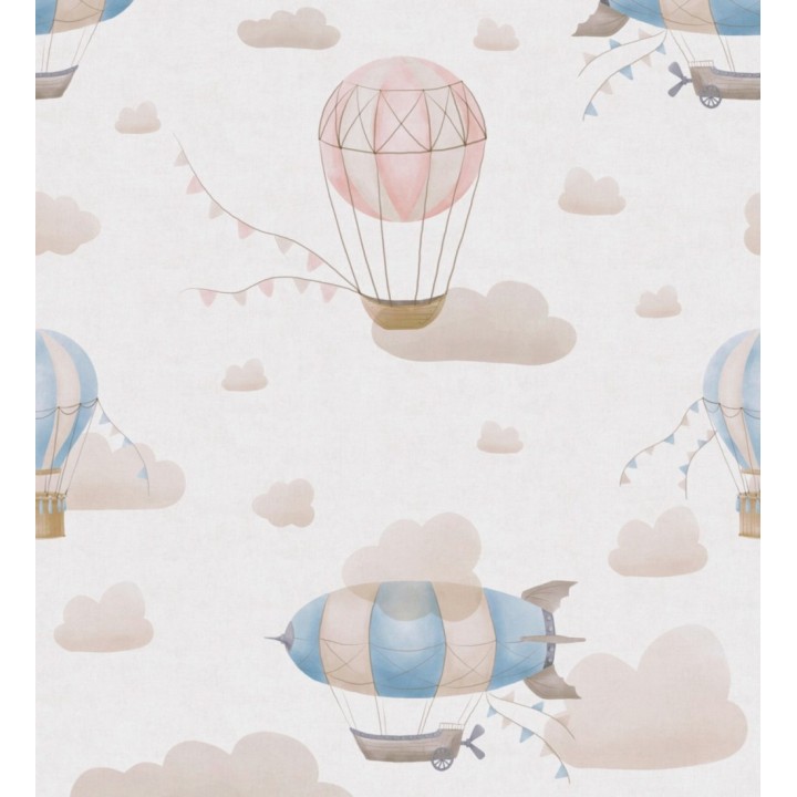Papel pintado mural de zepelines y globos sobre cielo mágico de nubes - Jules Dreamy 684831