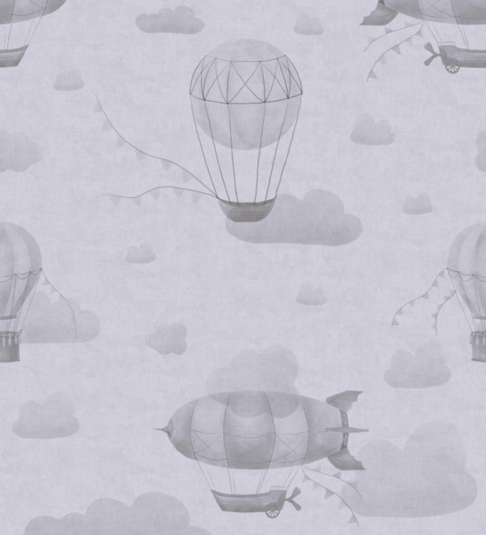 Papel pintado mural de zepelines y globos sobre cielo mágico de nubes - Jules Dreamy 684832